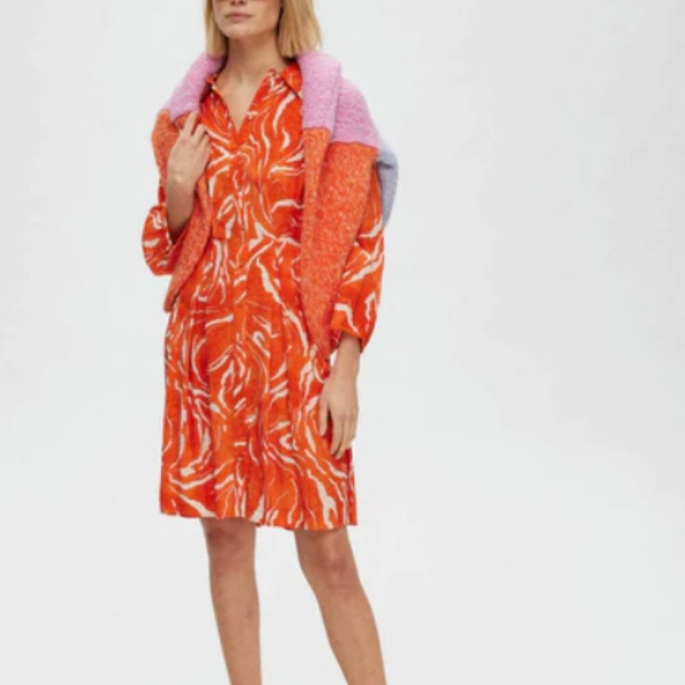 *Selected Femme Sirine Orangeade Print Shirt Dress EU 38 Medium
